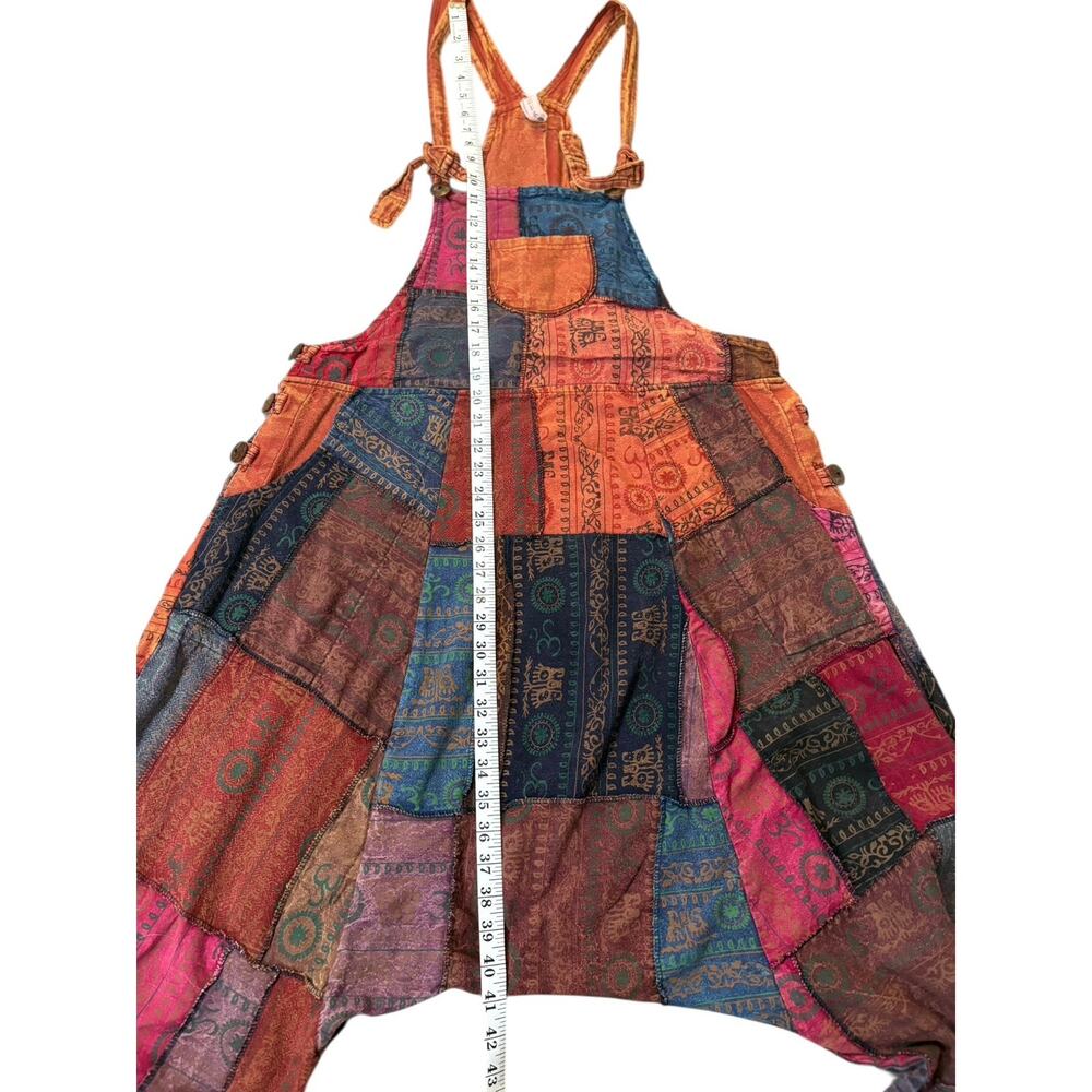 Patchwork Bohemian Overalls Drop Crotch Harem 0S … - image 7